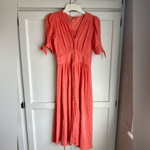 Free people Love of my life midi dress, size XS orange color.